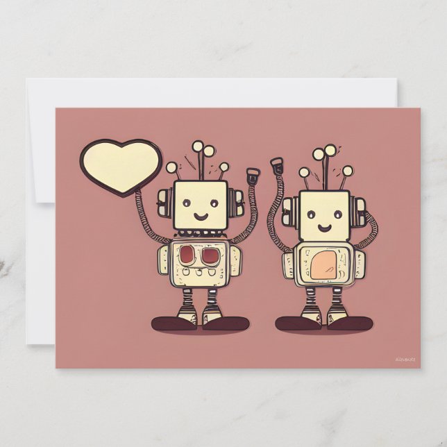 Robot Toasters Valentine Love Note Holiday Card (Front)