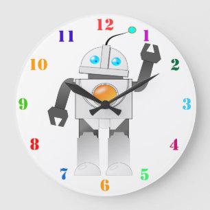 ROBOT TOY WITH COLORFUL NUMBERS LARGE CLOCK