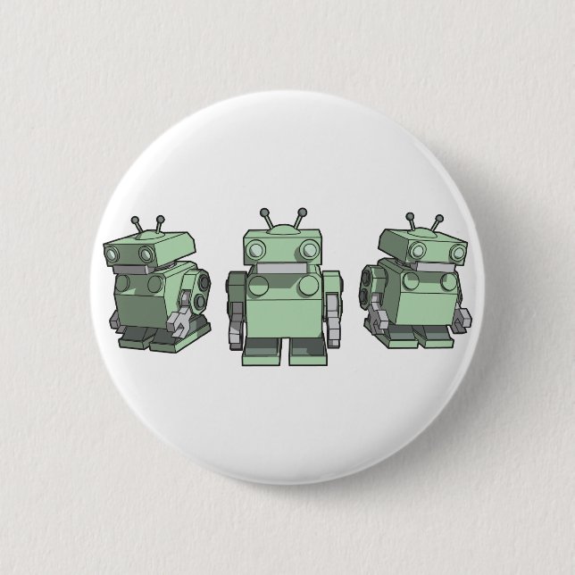 Robot Trio 6 Cm Round Badge (Front)