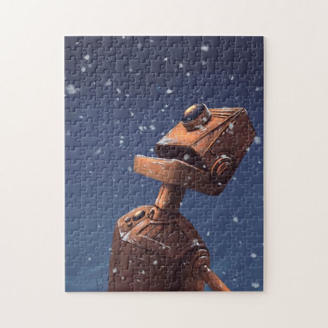 Robot under snowfall jigsaw puzzle (Vertical)