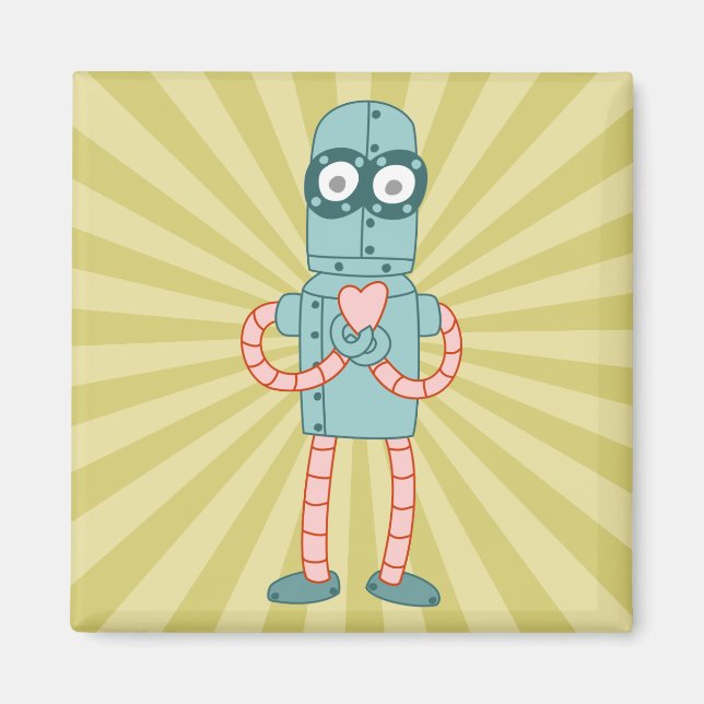 Robot Valentine Heart Magnet (Front)