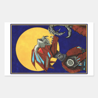 Robot Werewolf Wolf man howling at the moon Rectangular Sticker