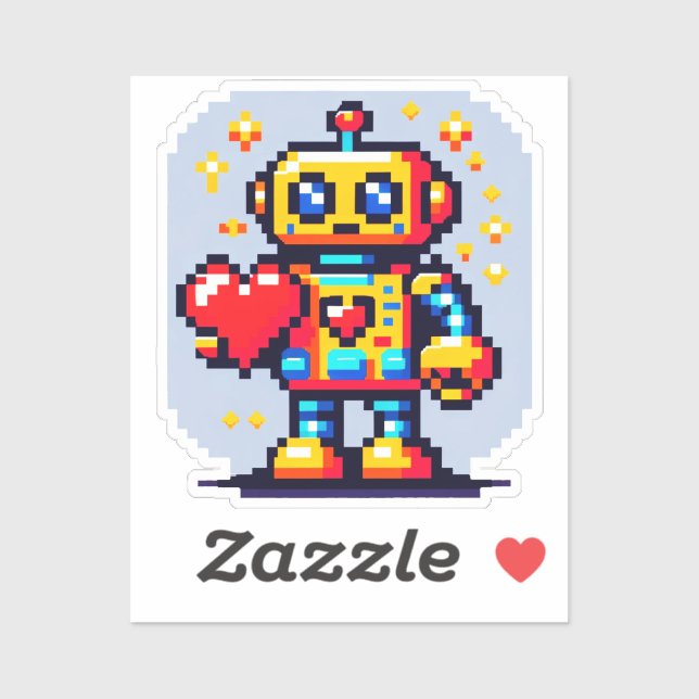 Robot With a Heart - Cute Pixel Art Sci-Fi Design (Sheet)