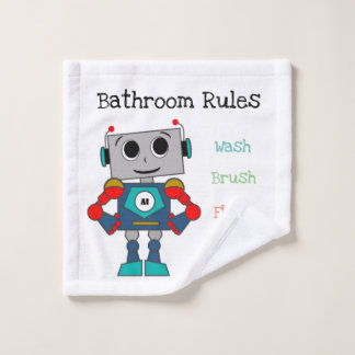 Robot with Bathroom Rules Towel