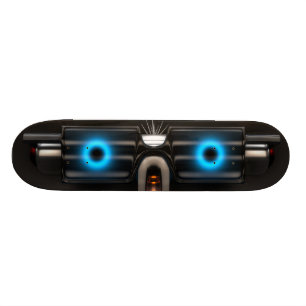 Robot with glasses skateboard