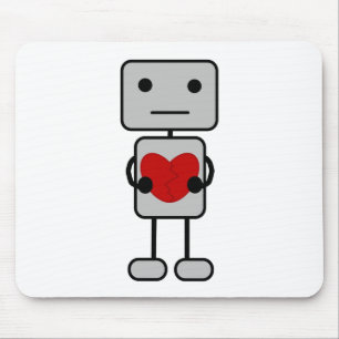 Robot with Heart Mouse Pad