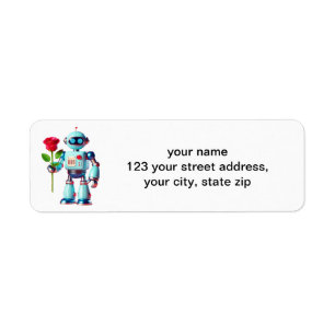 Robot with Rose Return Address Label