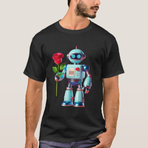 Robot with Rose T-Shirt
