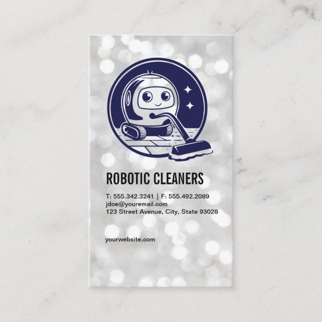 Robot with Vacuum | Home Cleaning Services Business Card (Front)