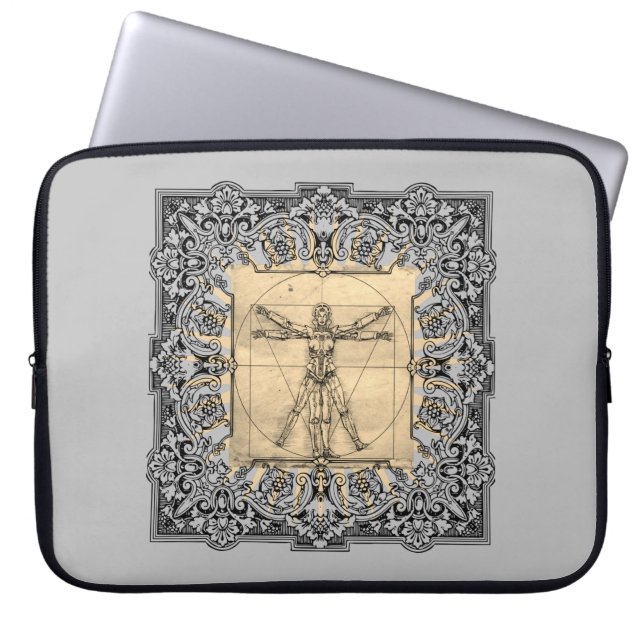 Robot Woman Steampunk Laptop Sleeve (Front)