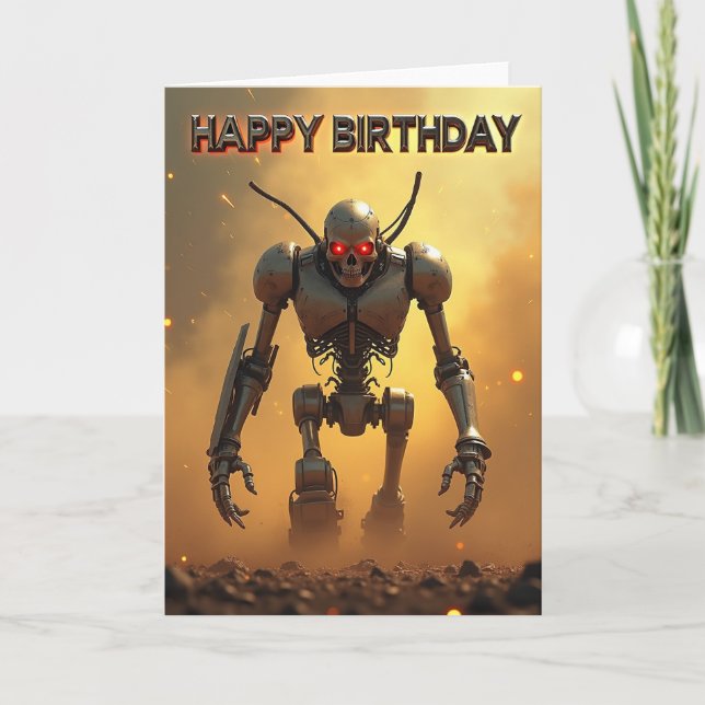 Robotic Birthday Armour Card (Front)