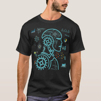 Robotic Head Artificial Intelligence Deep Machine  T-Shirt