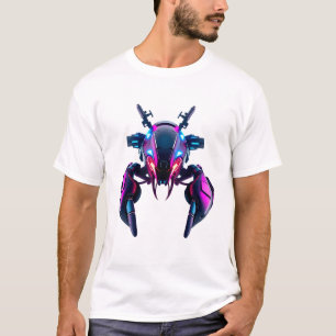 Robotic Lobster Face Neon Art T-Shirt