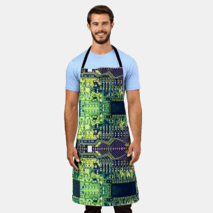 Robotic Printed Circuit Board - Green Geek Techie Apron