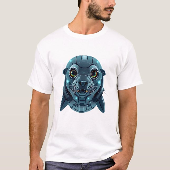 Robotic Seal Face Art T-Shirt (Front)