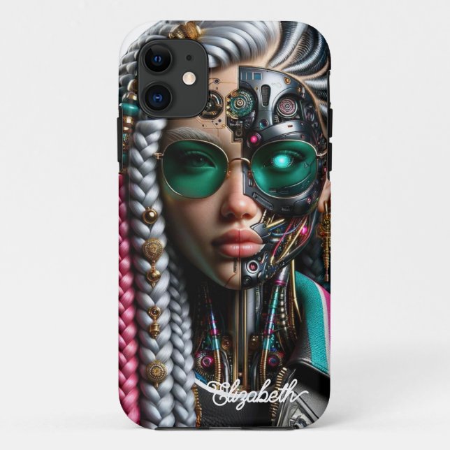 Robotic Streetwear Gangsta Girl with Dreadlocks Case-Mate iPhone Case (Back)