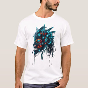 Robotic Tribal Mask with Digital Wires T-Shirt