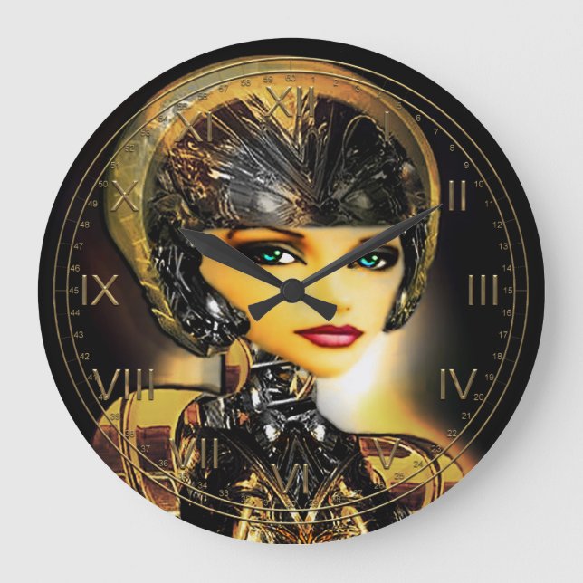 Robotica Cyborg Babe Large Clock (Front)