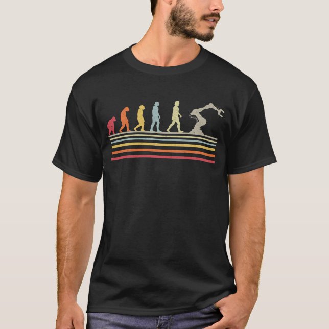 Robotics Engineer Robotics Evolution Retro Vintage T-Shirt (Front)