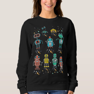 Robotics Engineering Cute Retro Colourful Robot Co Sweatshirt