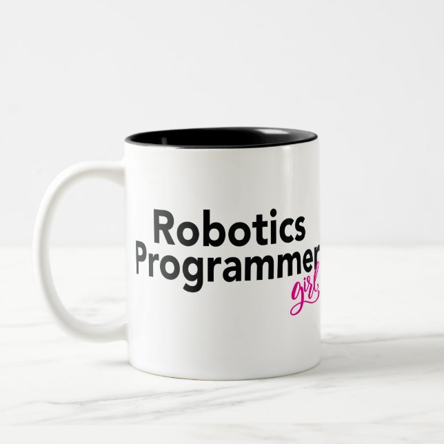 Robotics Programmer Girl Two-Tone Coffee Mug (Left)