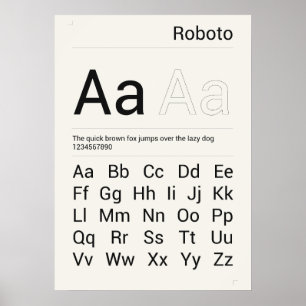 Roboto Font Typography Print