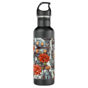 Robots and Bright Flowers 710 Ml Water Bottle