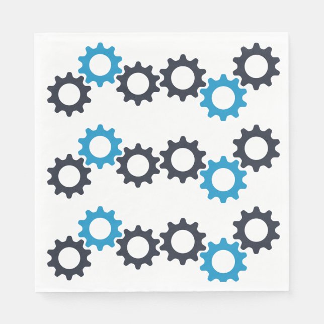 Robots and Gears Theme Birthday Napkins (Front)