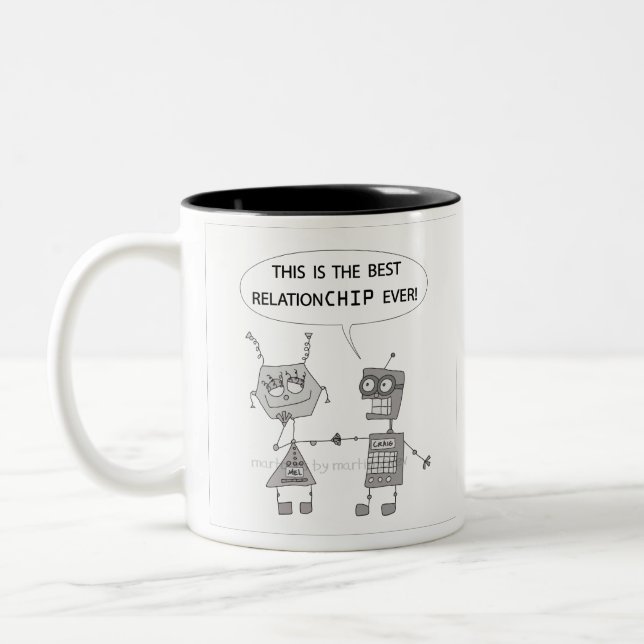 Robots and Love Relationships Explained  Two-Tone Coffee Mug (Left)