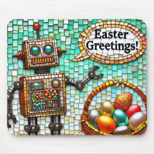 ROBOT'S EASTER GREETINGS Eggs ~  Mouse Pad (Front)