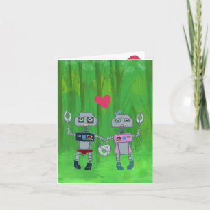 Robots in Love Greeting Card