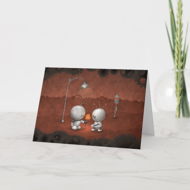 Robots In Love Holiday Card (Front)