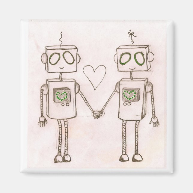 "Robots in love" magnet (Front)
