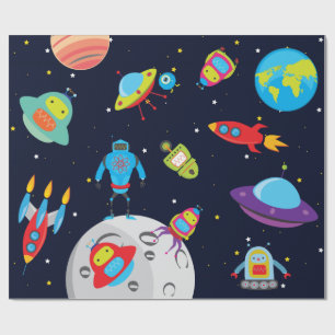 Robots in Outer Space (Large Image) Wrapping Paper