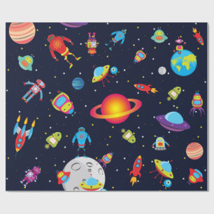Robots in Outer Space (Med. Images) Wrapping Paper