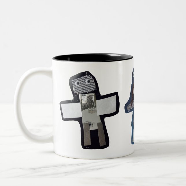 ROBOTS jaisal, maddy, stella Two-Tone Coffee Mug (Left)