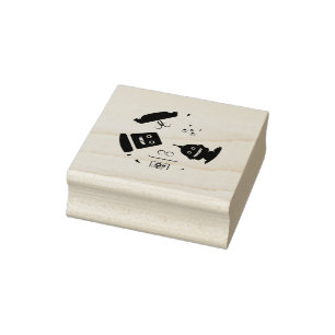 robots looking down rubber stamp