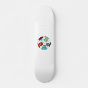 robots looking down skateboard