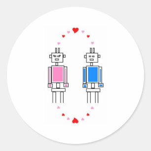 Robots Love Classic Round Sticker