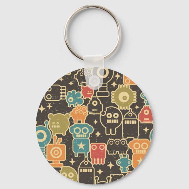 Robots on brown key ring (Front)