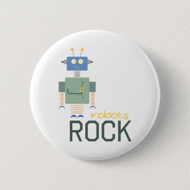 Robots Rock 6 Cm Round Badge (Front)