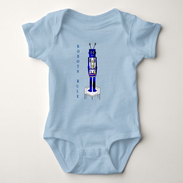 "Robots Rule" Baby Jersey Bodysuit (Front)