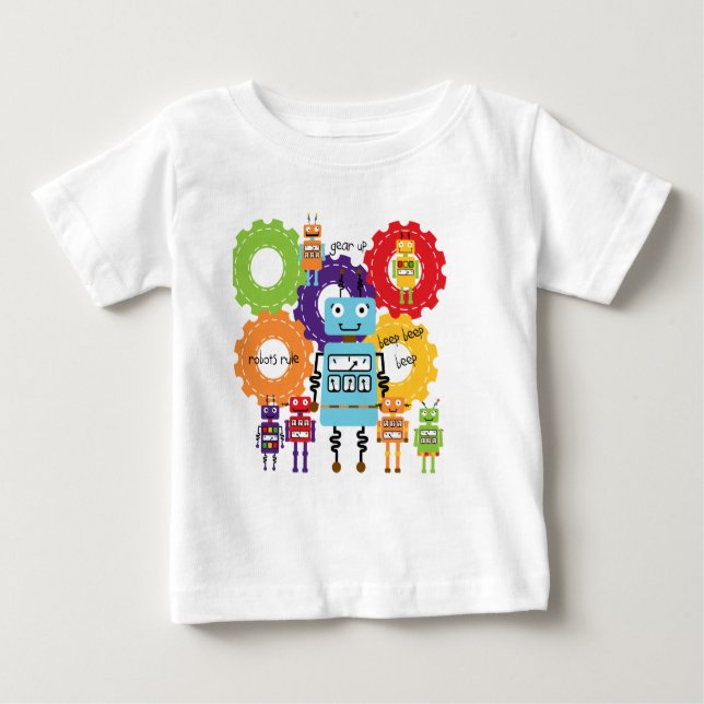Robots Rule Baby T-Shirt (Front)