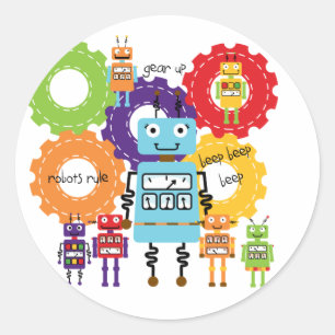 Robots Rule Classic Round Sticker