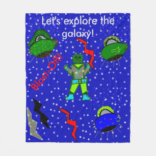 Robots Spaceships Kids Medium Blanket