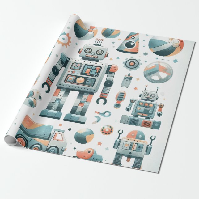 Robots Wrapping Paper (Unrolled)