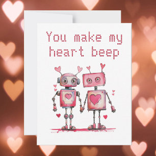 Robots You Make My Heart Beep Valentine's  Card