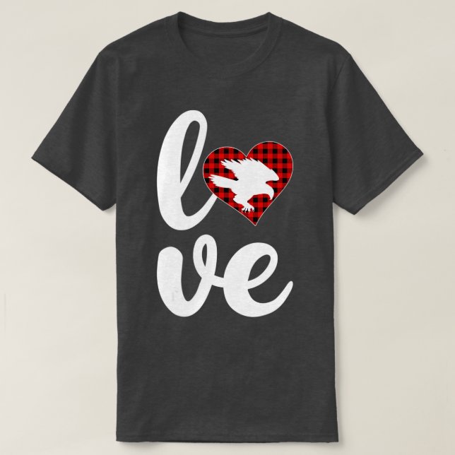 Roc Bird Lover Funny Buffalo Plaid Love Roc Valent T-Shirt (Design Front)