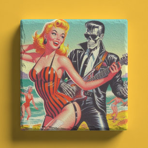 Rocabilly Summer Pin-up Stone Coaster