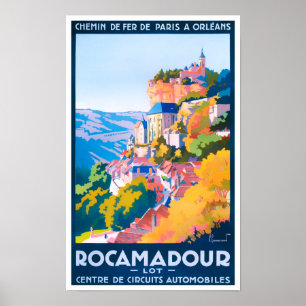 Rocamadour France vintage travel Poster